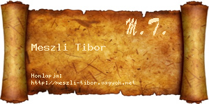 Meszli Tibor névjegykártya